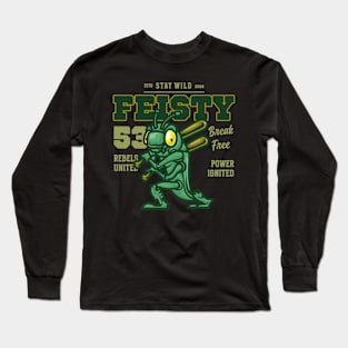 FEISTY GREEN BUG SOFTBALL PLAYER Long Sleeve T-Shirt